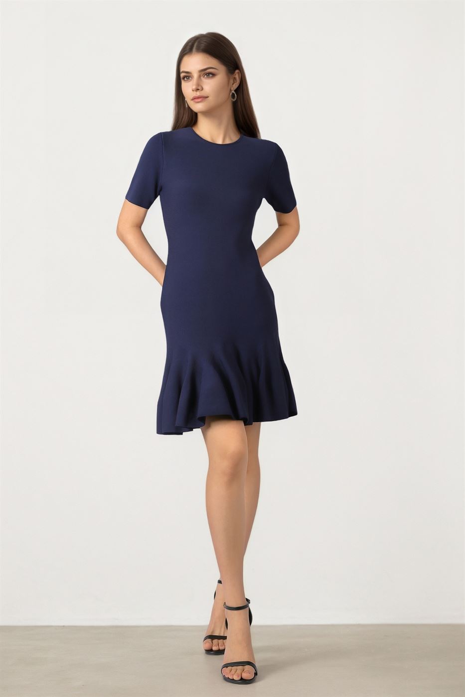 RUFFLE HEM KNITTED DRESS