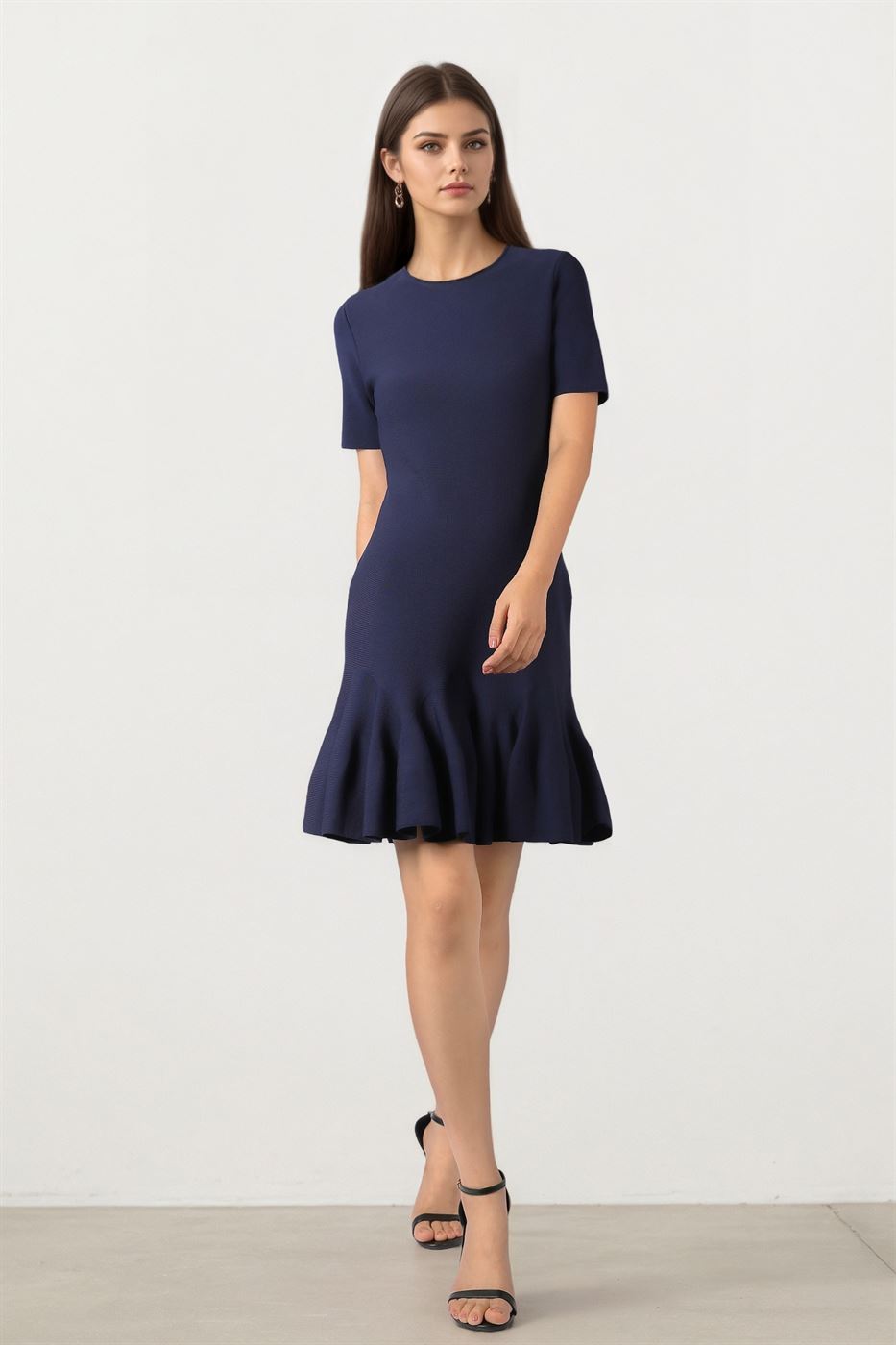 RUFFLE HEM KNITTED DRESS