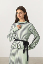 MINT STRIPED KNIT PULLOVER