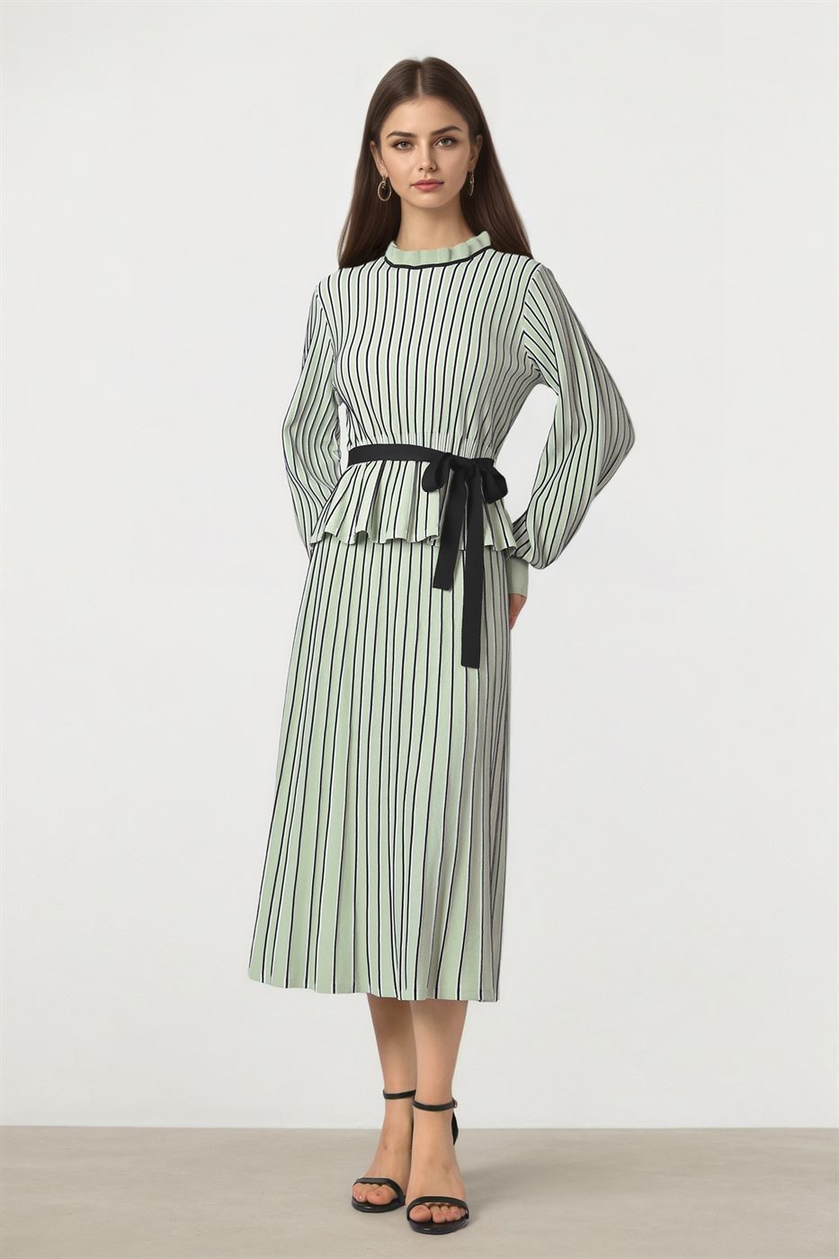 MINT STRIPED KNIT PULLOVER