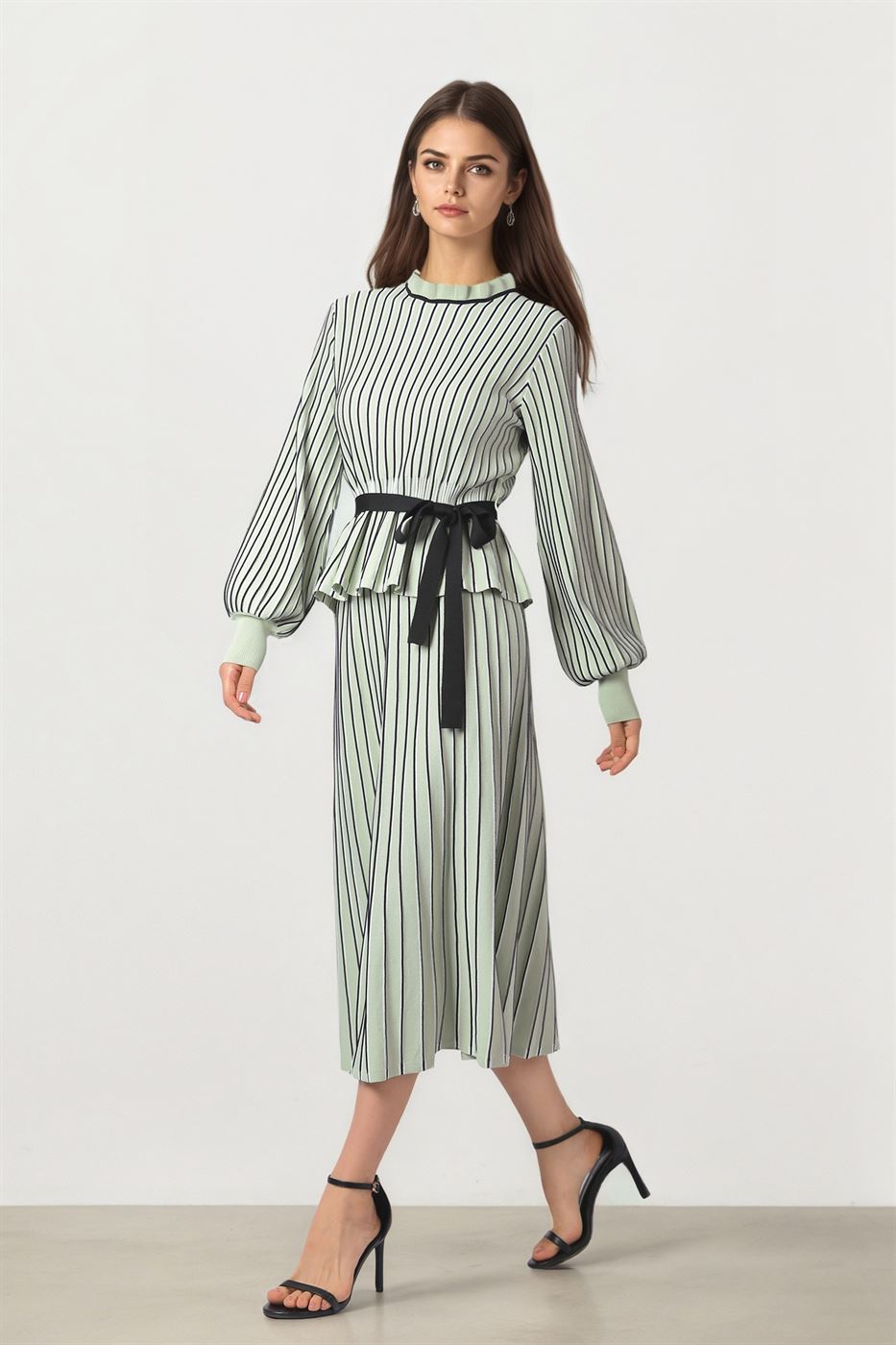 MINT STRIPED KNIT PULLOVER