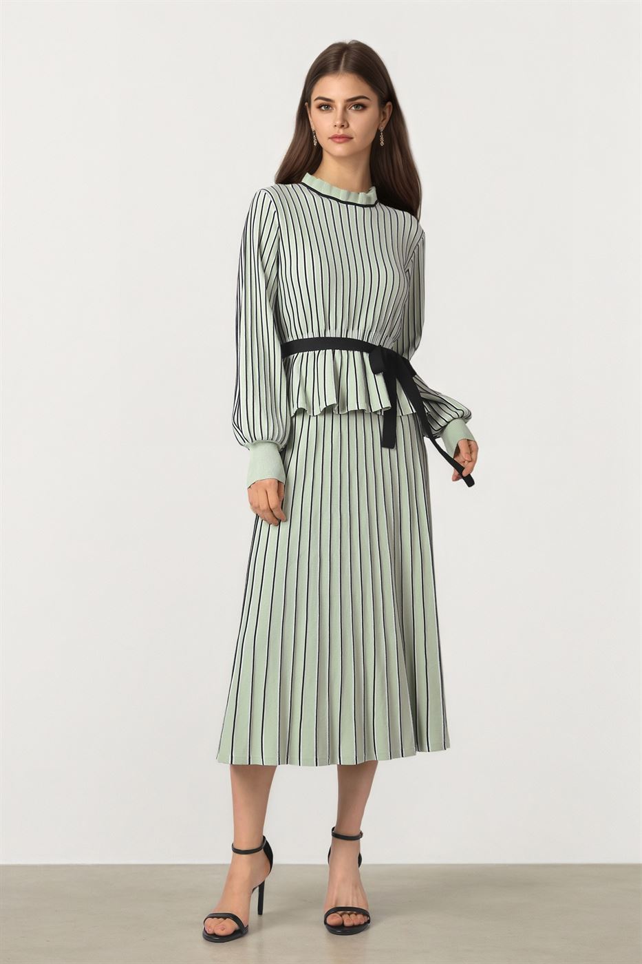 STRIPED A-LINE SKIRT