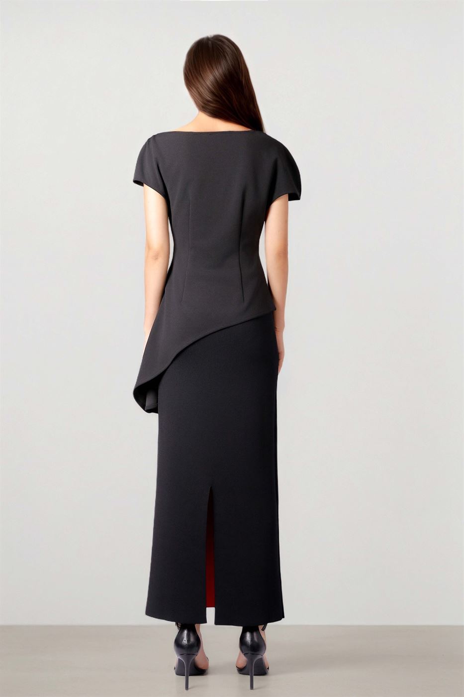 Asymmetric Black Jersey Top