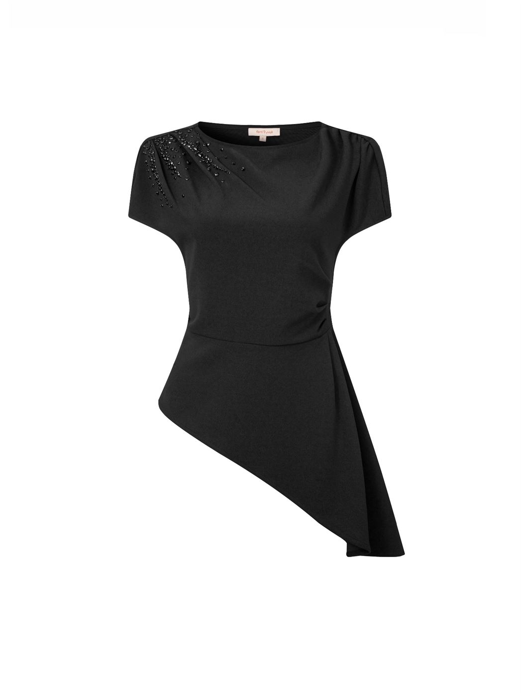 Asymmetric Black Jersey Top