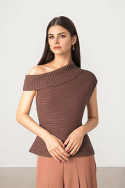SINGLE SHOULDER RIBBED TOP