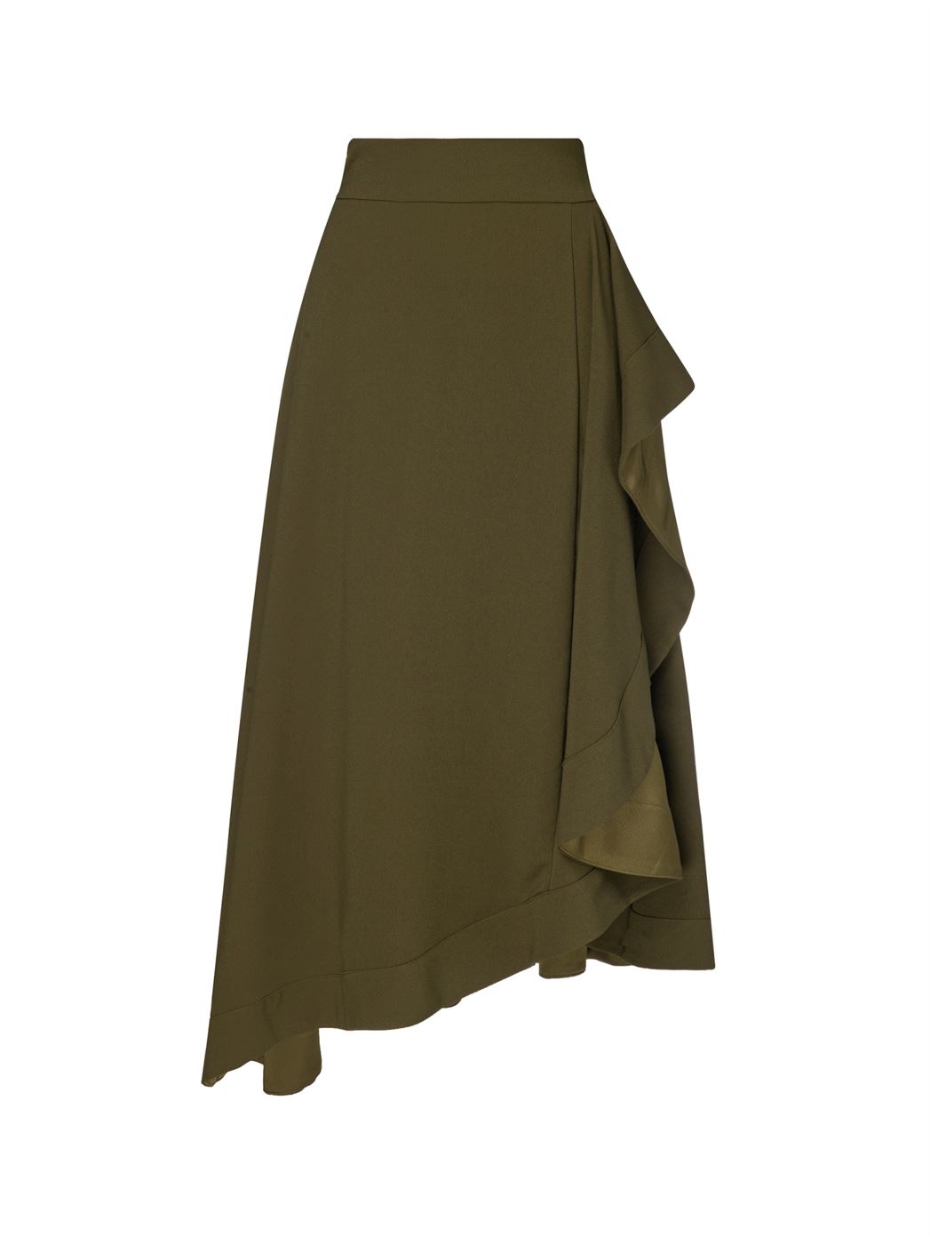 Olive Asymmetrical Crepe Skirt - Femi9 EG