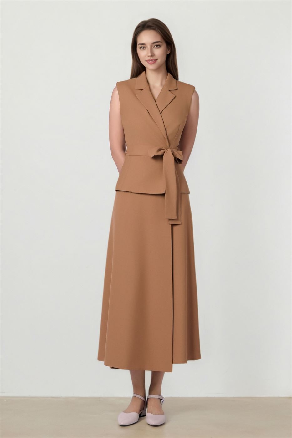 Sleeveless Wrap Crepe Dress - Femi9 EG