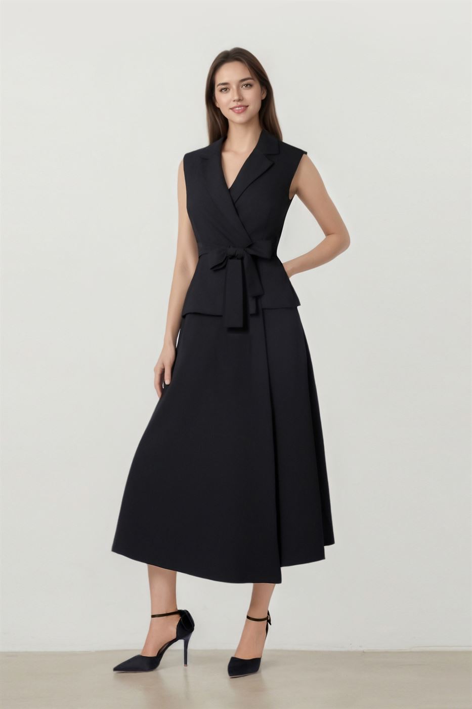 Sleeveless Belted Dress - Femi9 EG
