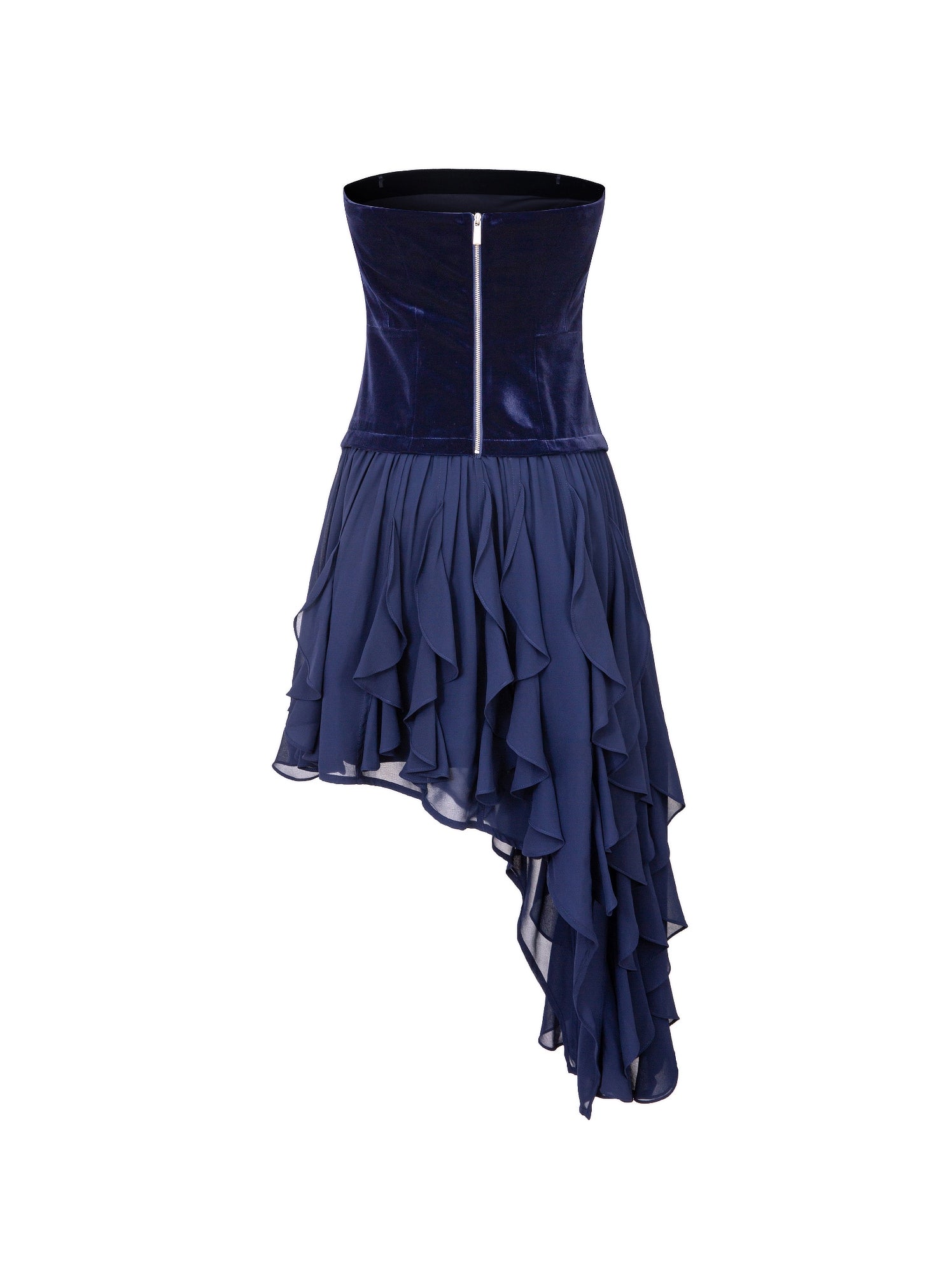 Velvet Dress with Chiffon Ruffle Hem