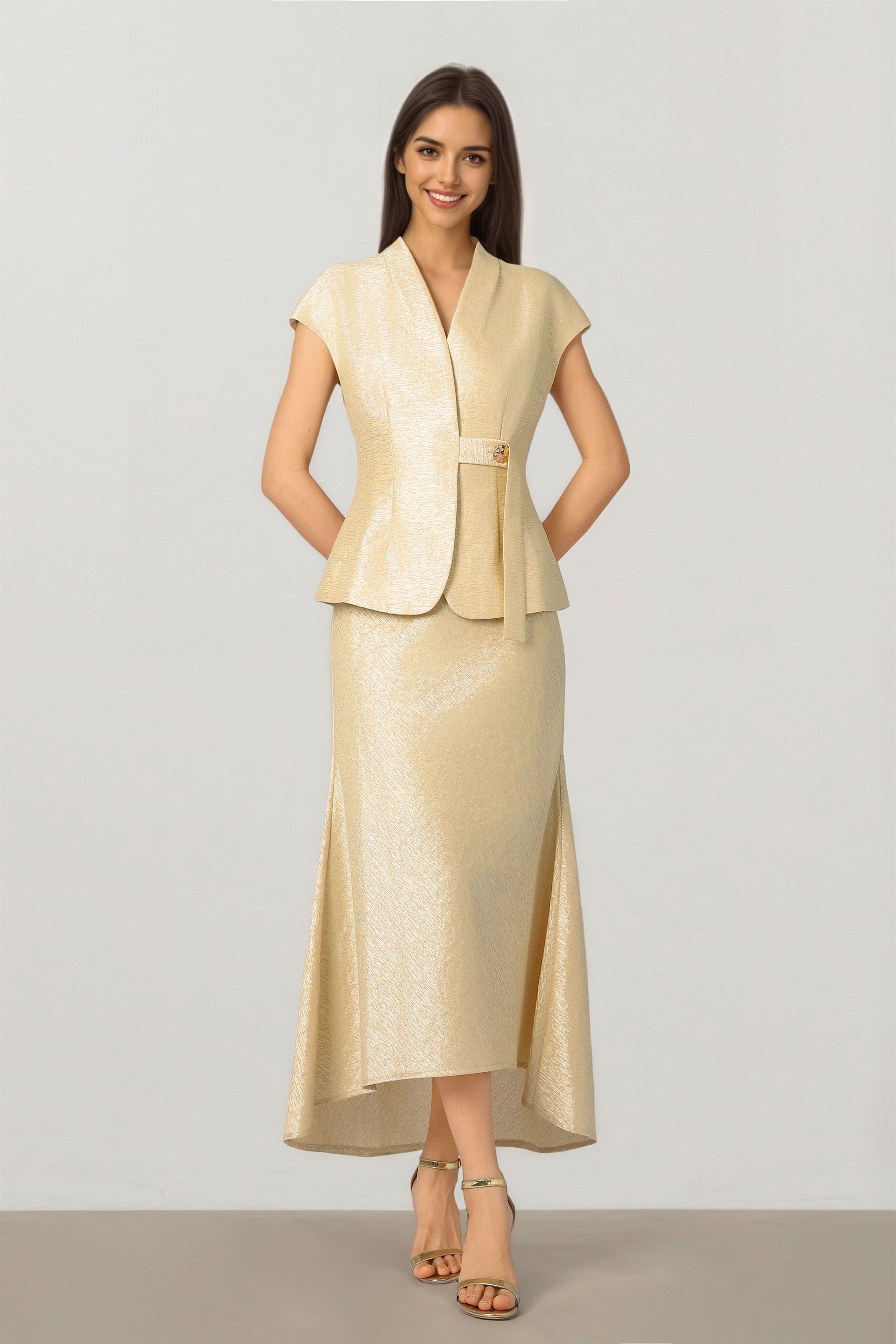Taupe Jacquard Skirt