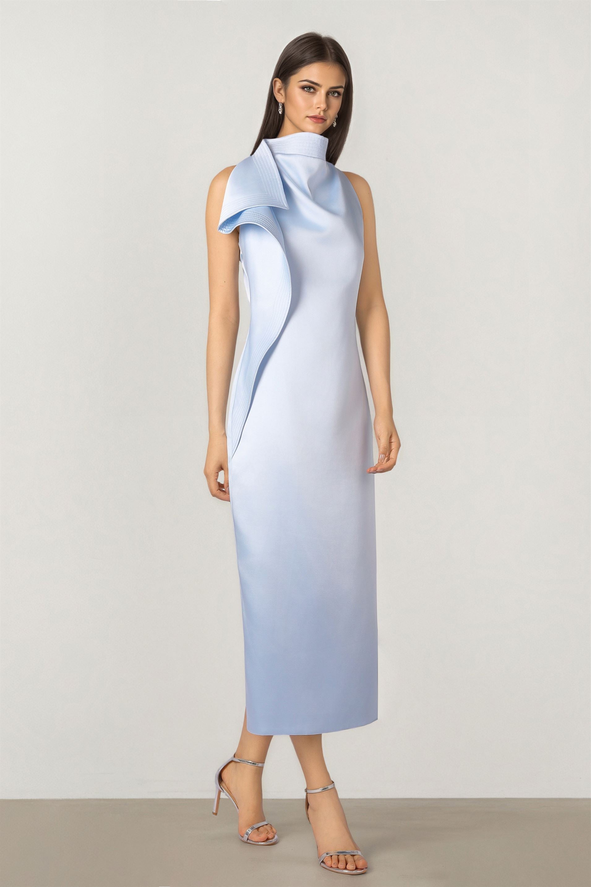 Sky Blue Satin Dress