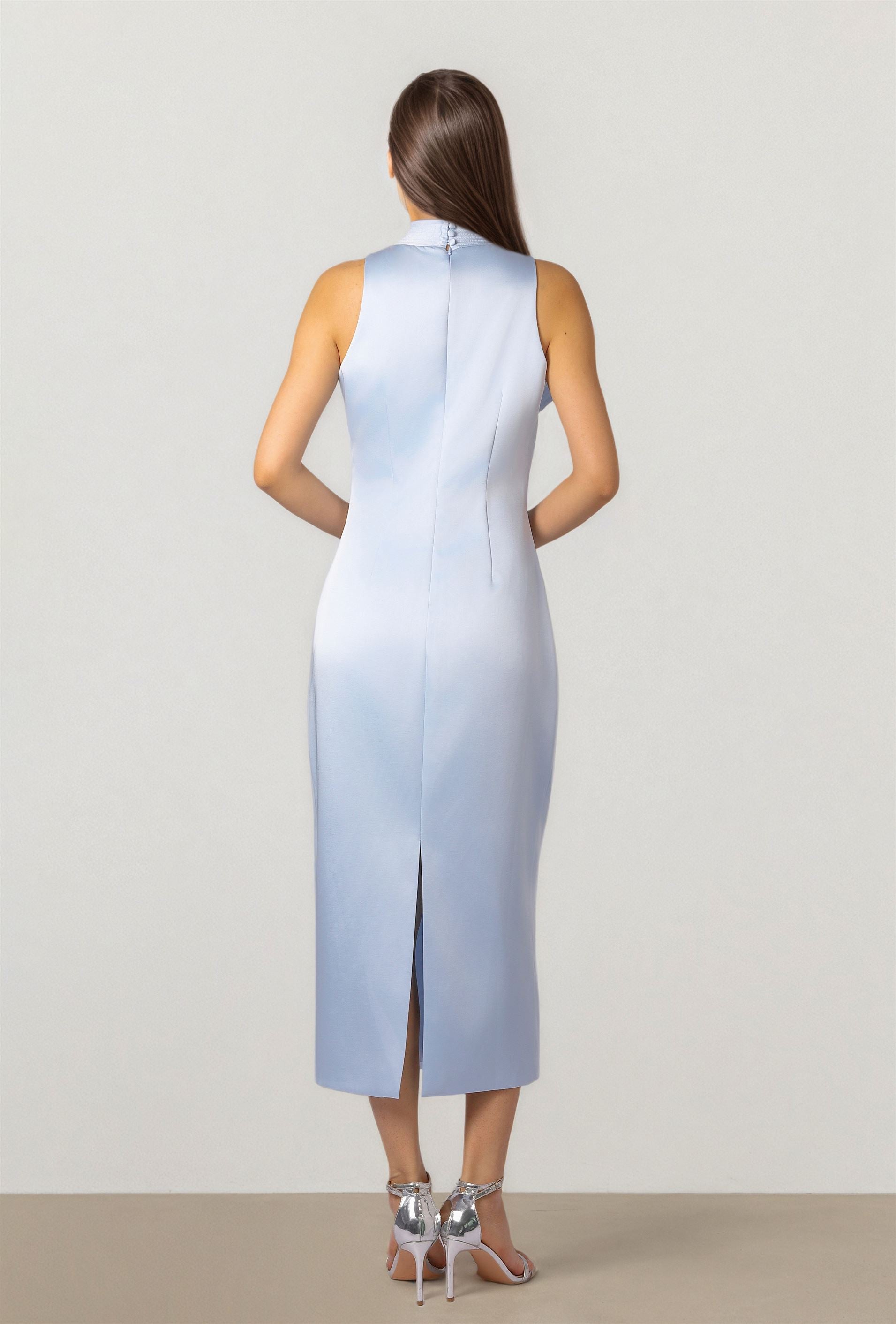 Sky Blue Satin Dress