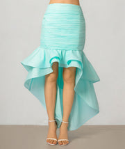 Blue Tiered Pleated Skirt