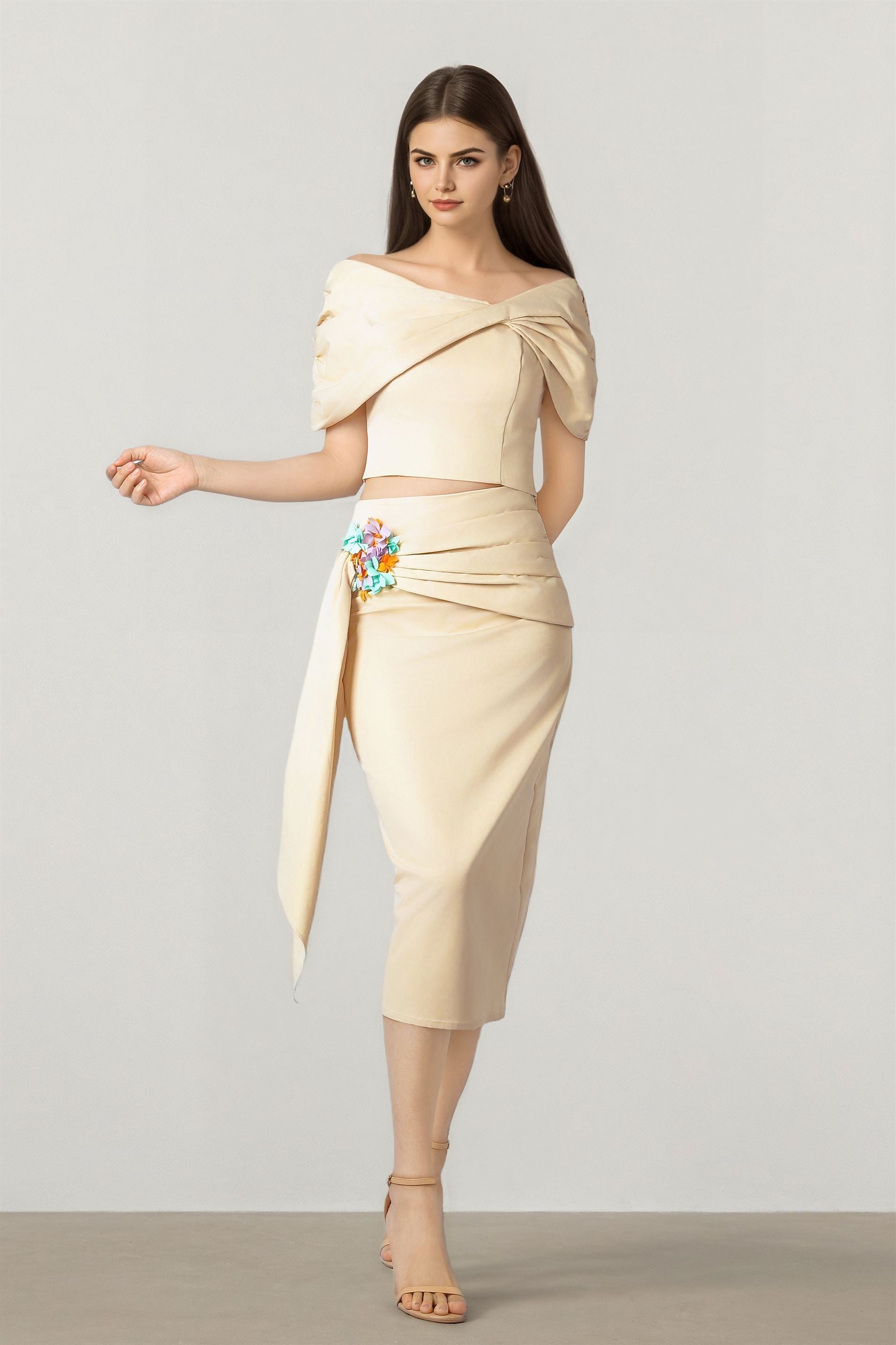 Beige Taffeta Top