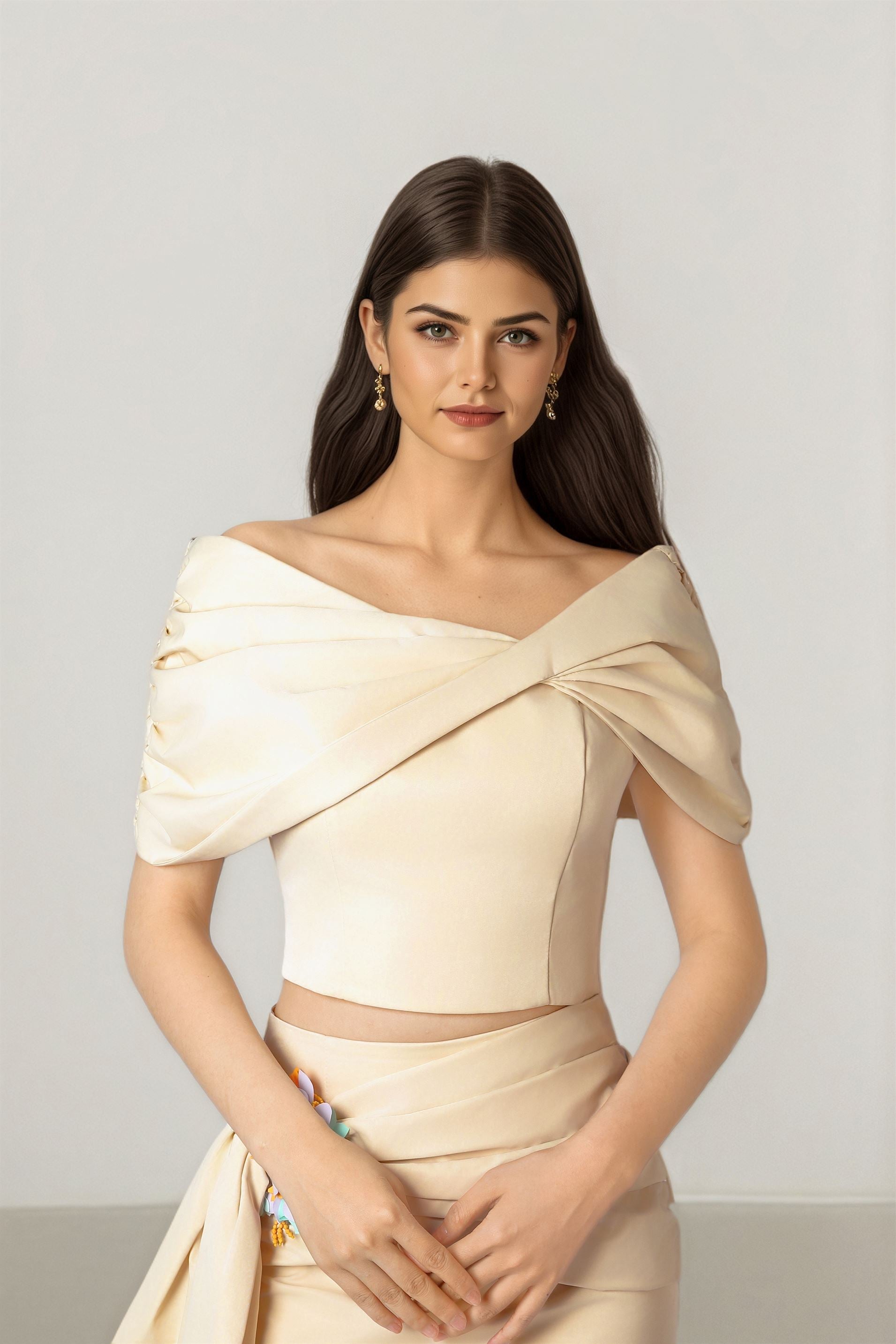 Beige Taffeta Top