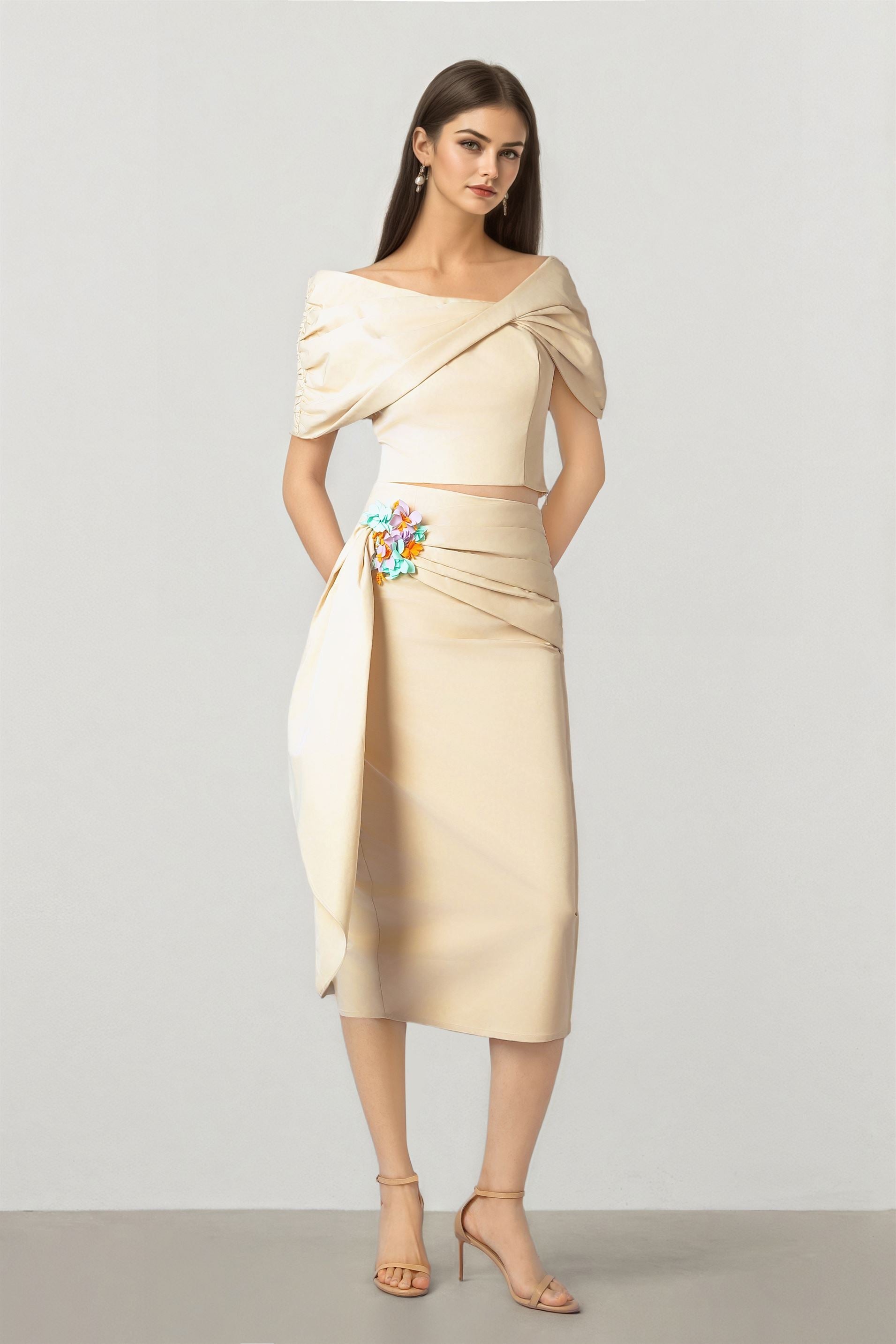 Beige Taffeta Skirt