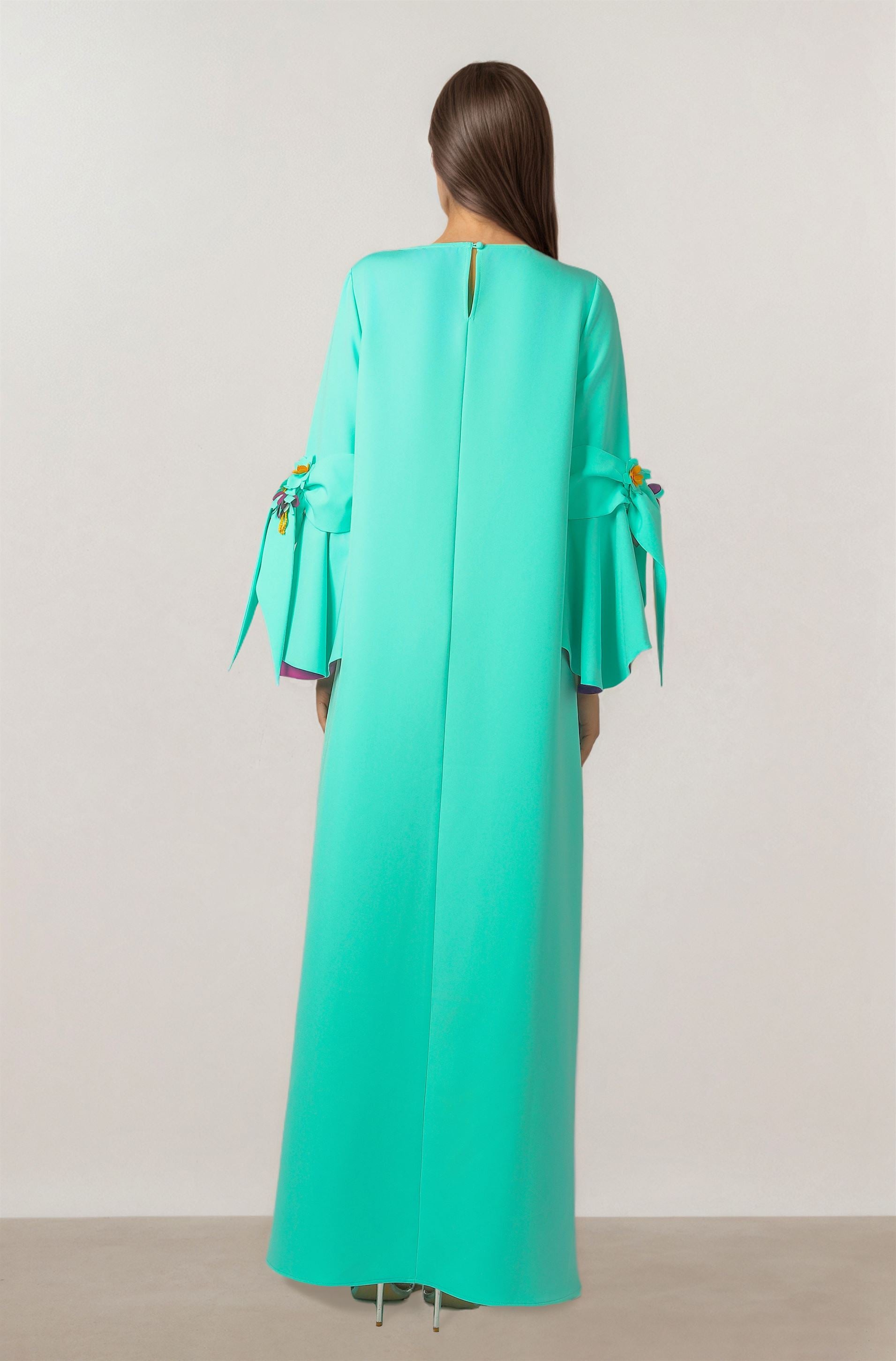 Crepe Kaftan with Flared Sleeves