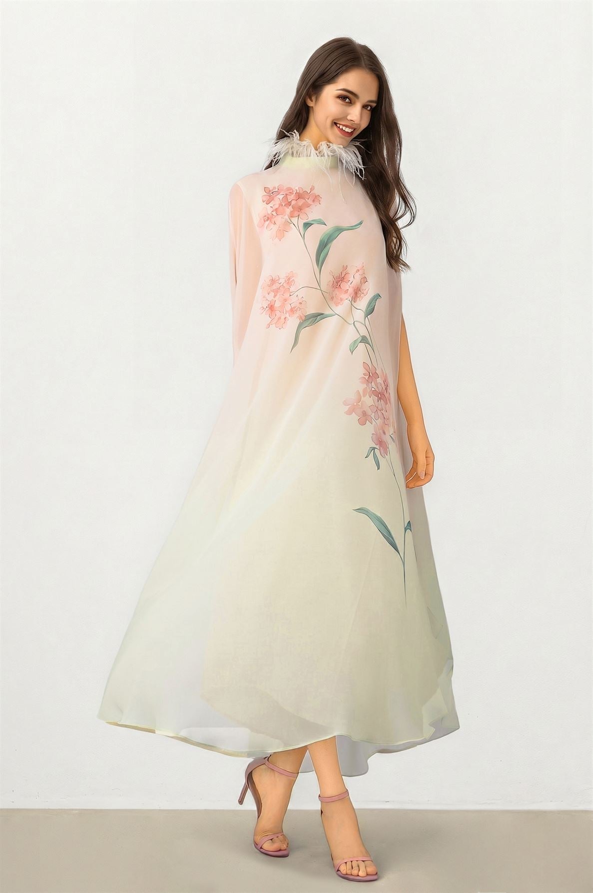 Chiffon Dress with Floral Print