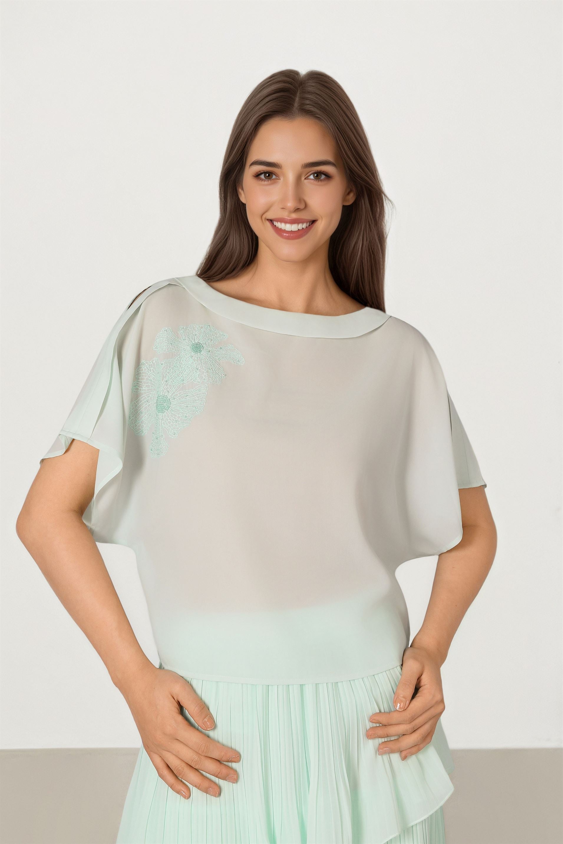 Light Green Crepe Top