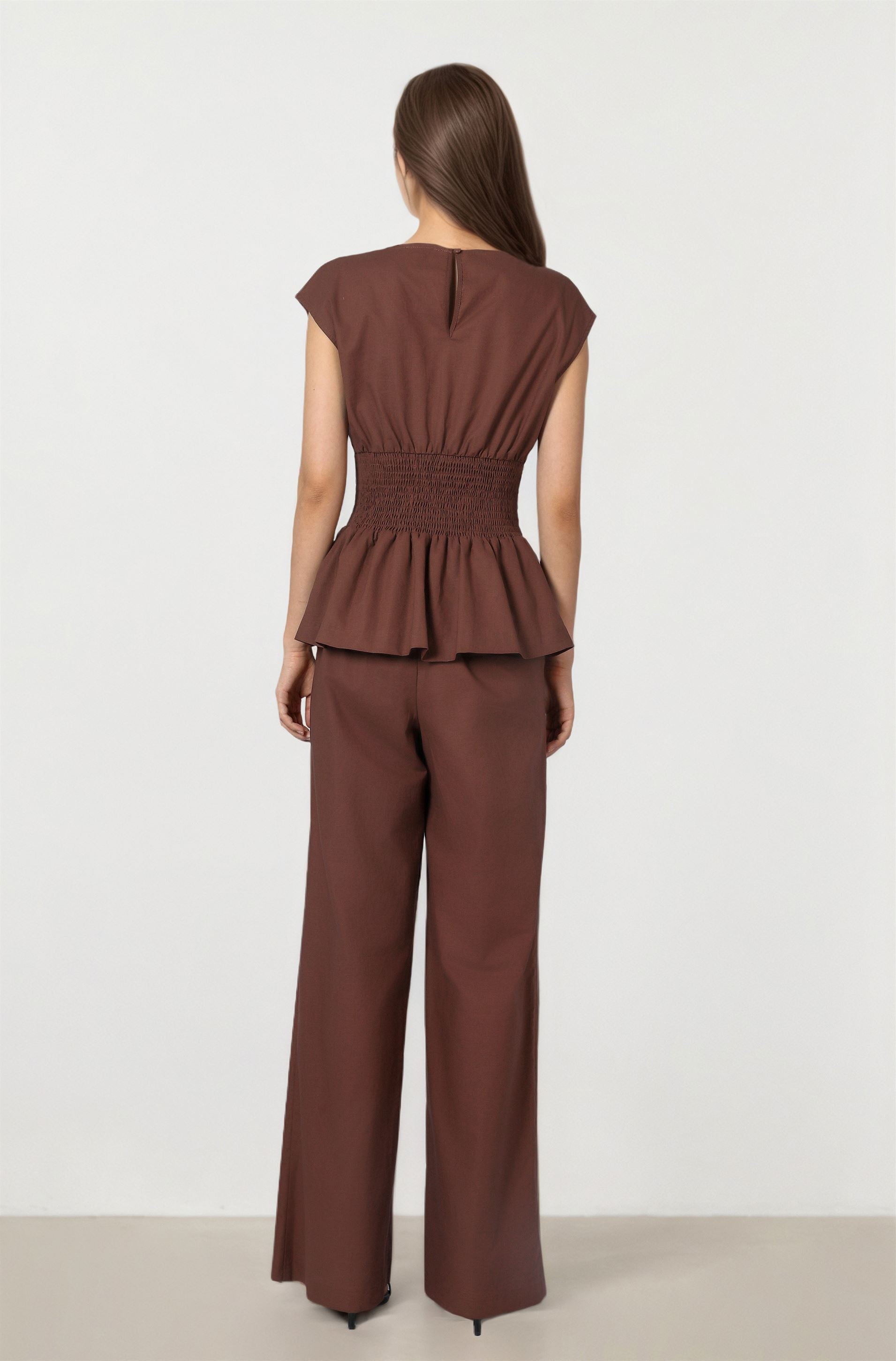 Cocoa Peplum Top