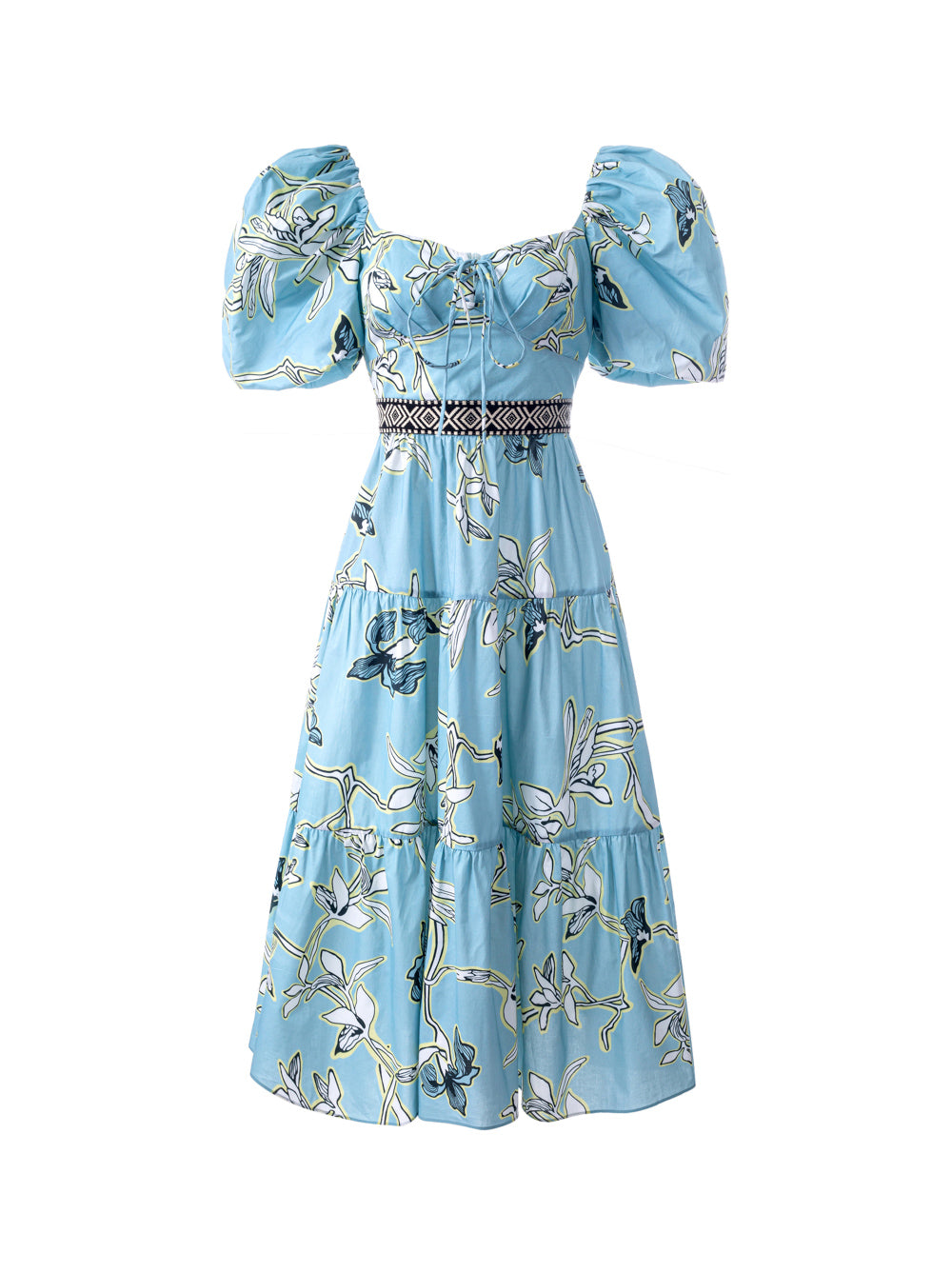 Printed Balloon Sleeves Dress - Femi9 EG