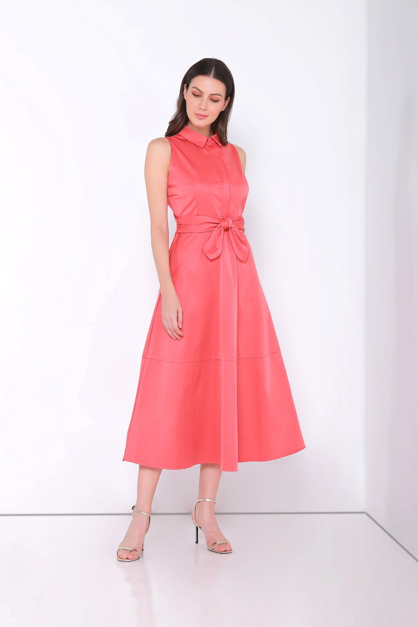 Self-Tie Belt Tiered Dress - Femi9 EG