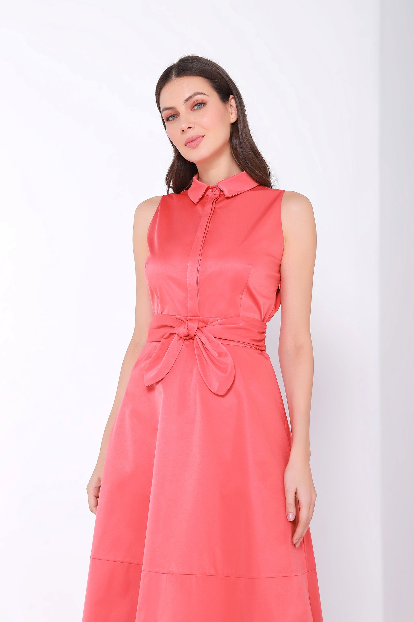 Self-Tie Belt Tiered Dress - Femi9 EG