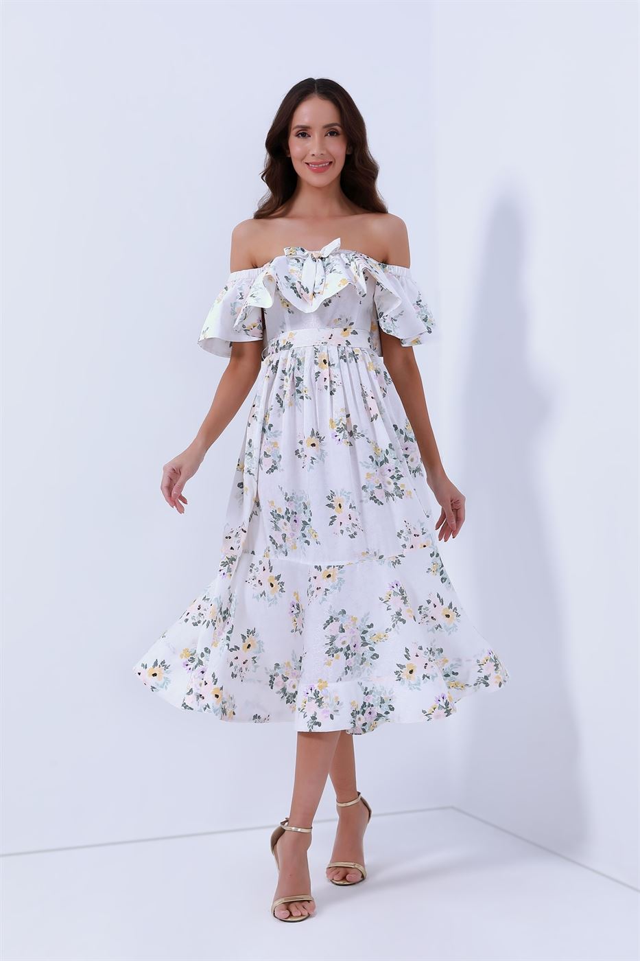 Midi Length Off Shoulder Dress - Femi9 EG