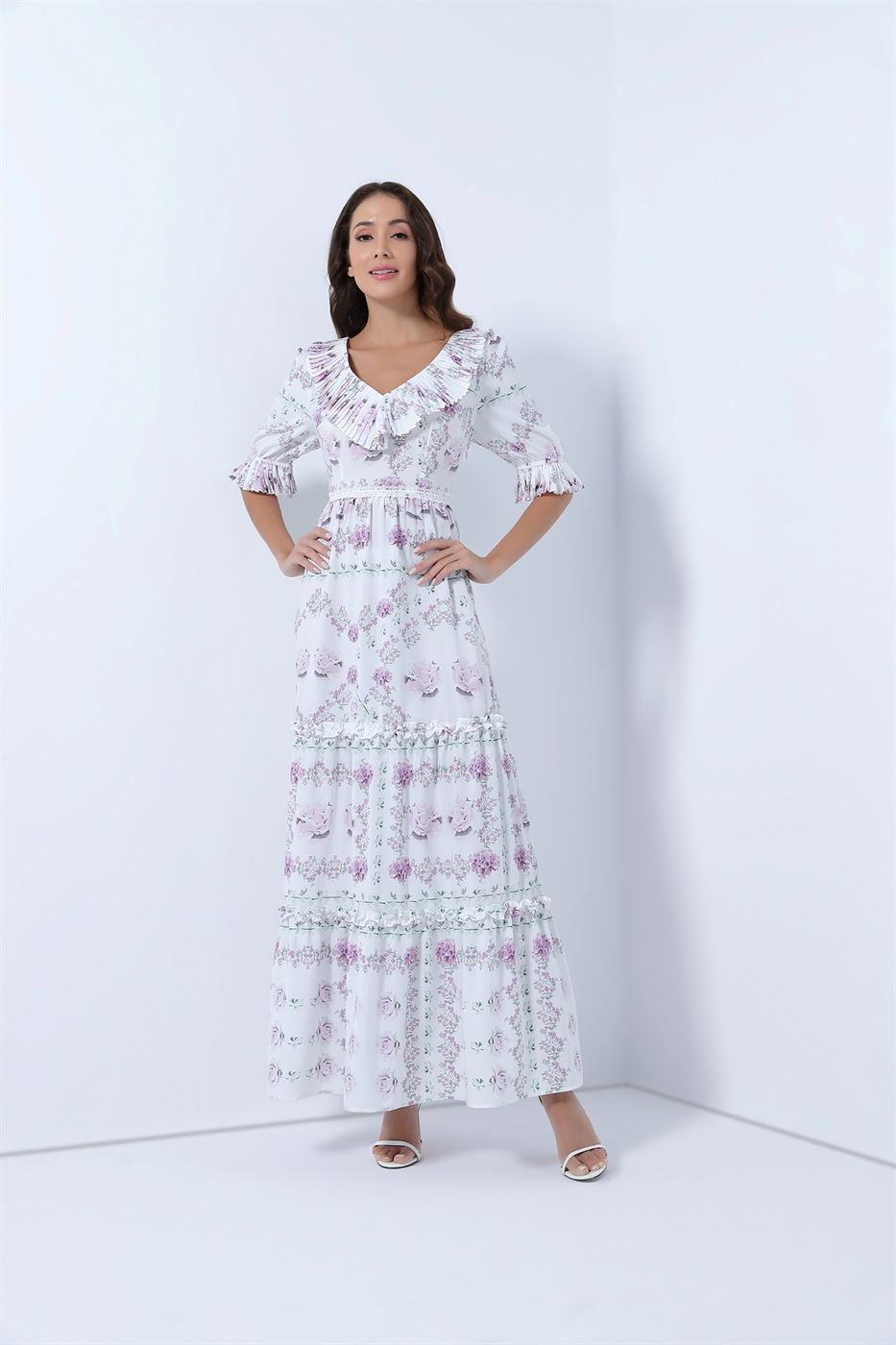Printed Full Length Dress - Femi9 EG