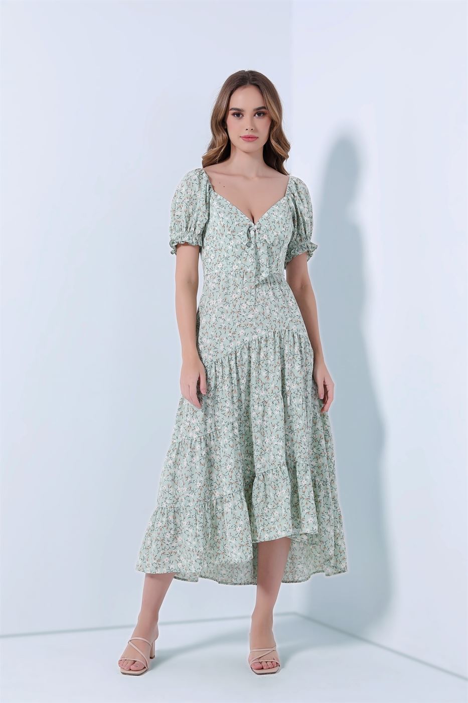 Midi Length Allover Printed Dress - Femi9 EG