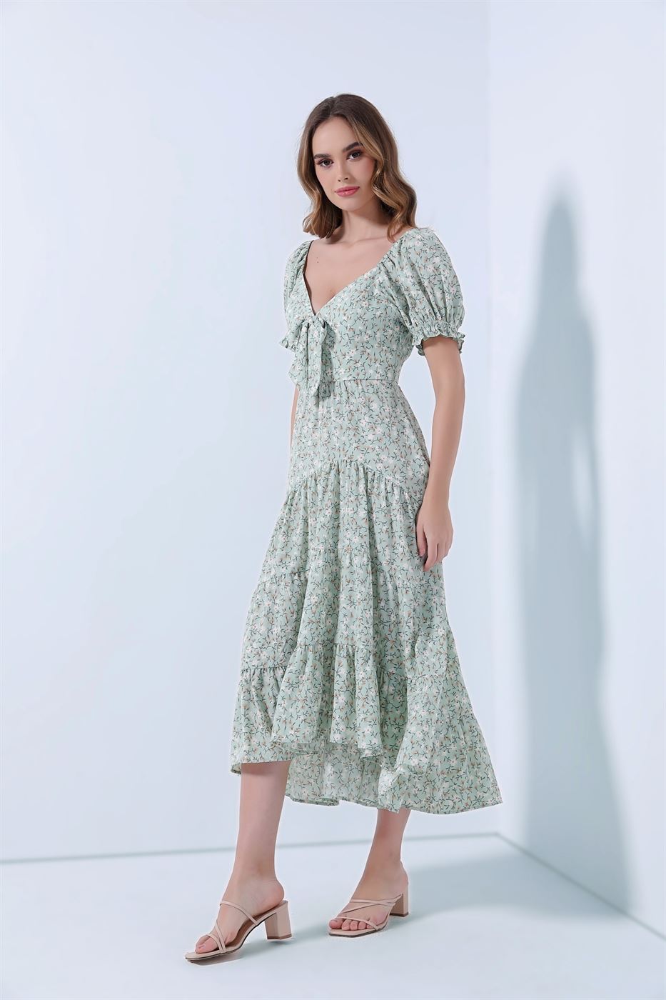 Midi Length Allover Printed Dress - Femi9 EG