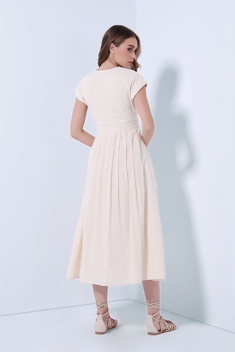 Embellished V Neckline Dress - Femi9 EG