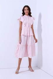 Dress Wth Smocking And Pleats Details - Femi9 EG