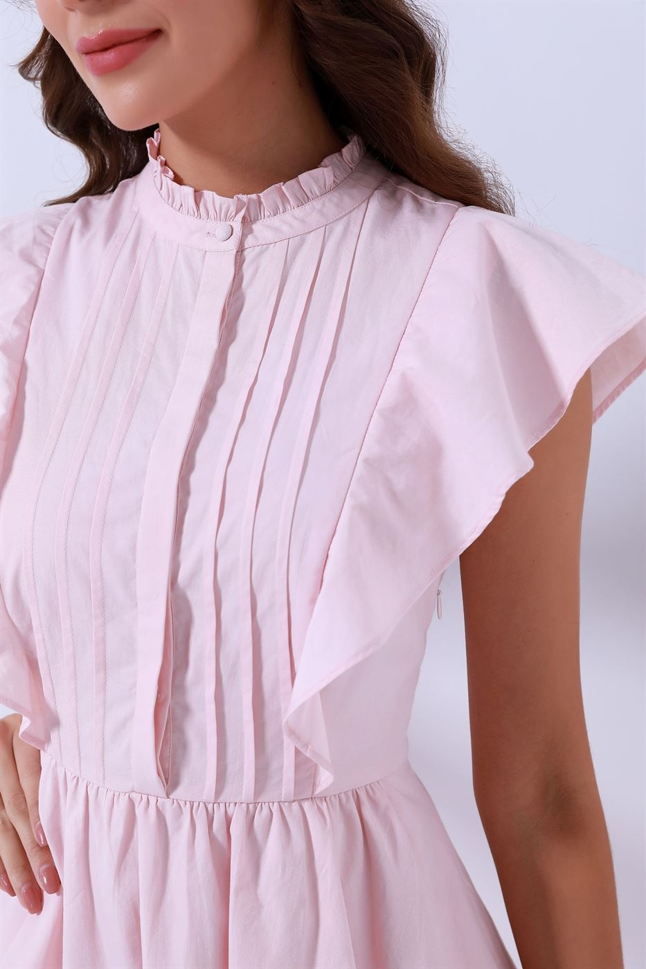Dress Wth Smocking And Pleats Details - Femi9 EG