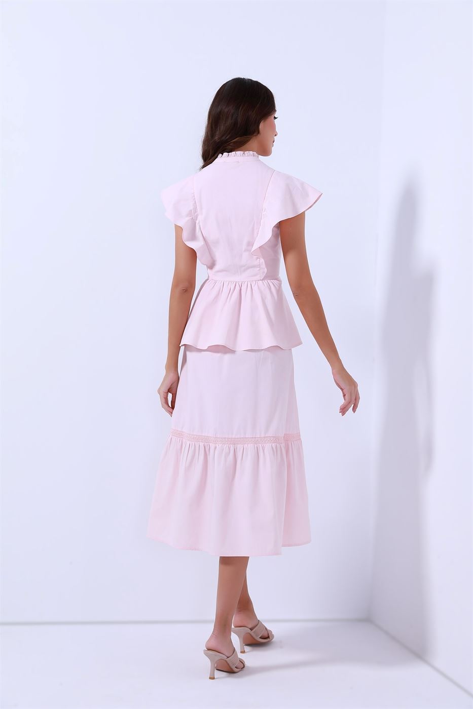 Dress Wth Smocking And Pleats Details - Femi9 EG