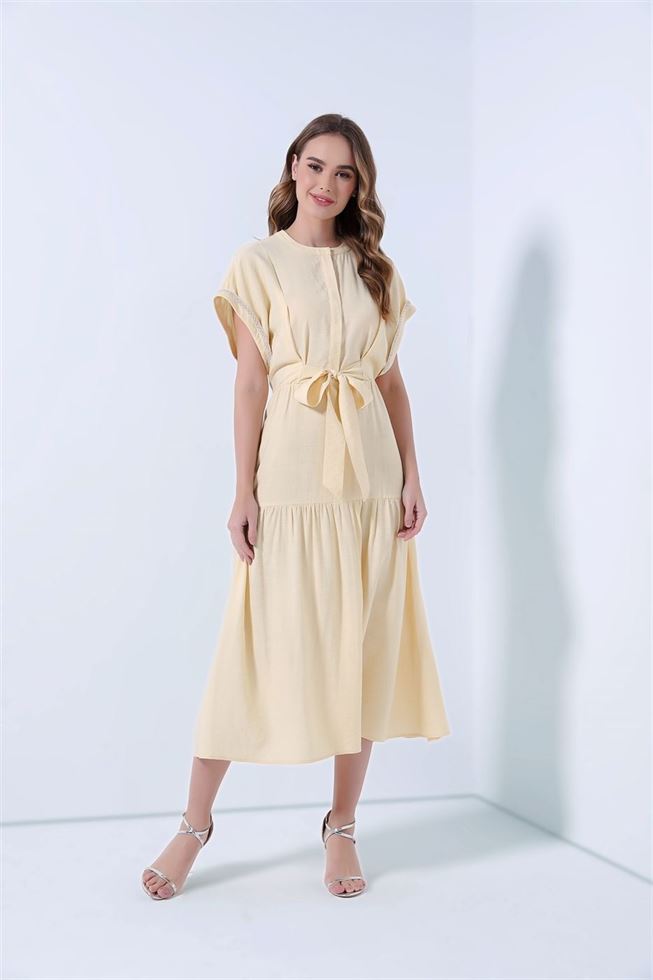 Embellished Roll Sleeves Dress - Femi9 EG