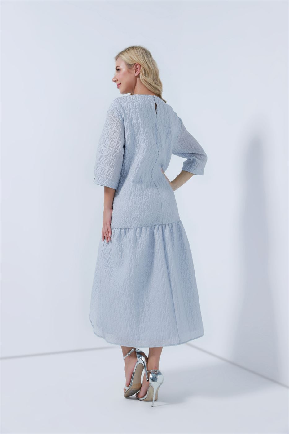 3-4 Sleeve Rounded Neck Dress - Femi9 EG