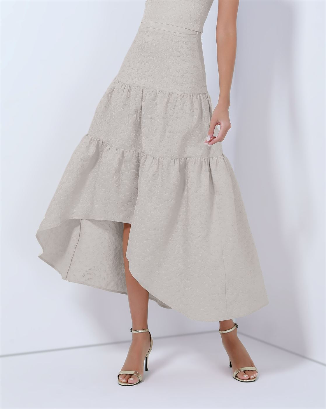 Midi Length A Shape Jacquard Skirt - Femi9 EG