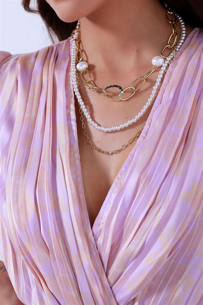 Gold And Off White Necklace - Femi9 EG
