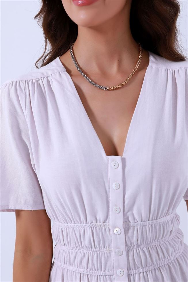 Gold-Grey Tone Metal Necklace - Femi9 EG