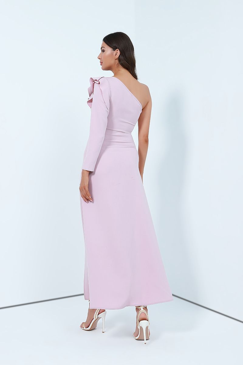 Floor Length Dress With Single Sleeve - Femi9 EG