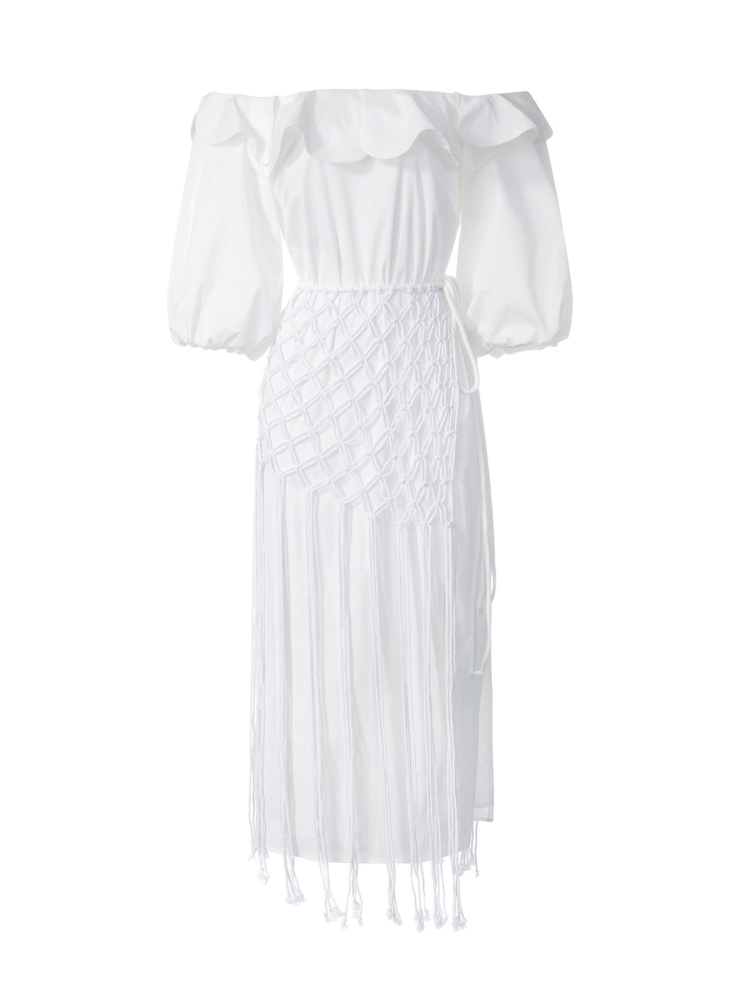 Off Shoulder Dress With Covered Belt - Femi9 EG