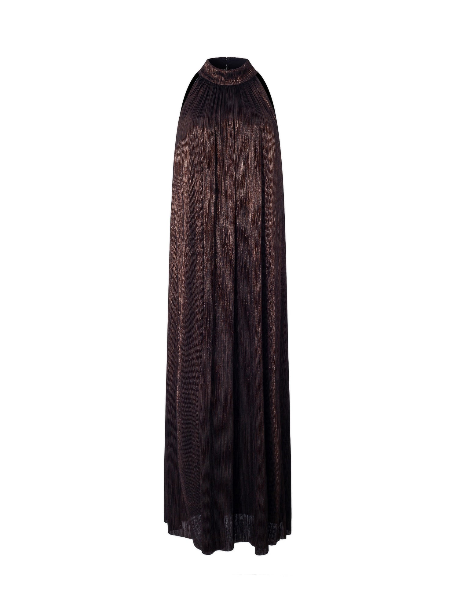 Halter Neck Pleated Long Length Dress - Femi9 EG