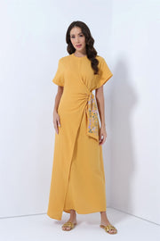 Crew Neckline Wrap Dress - Femi9 EG