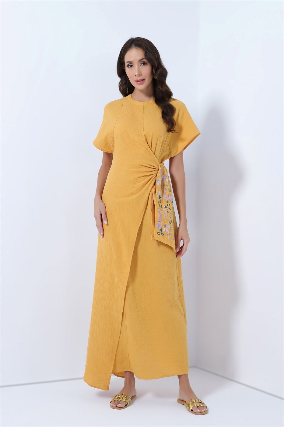 Crew Neckline Wrap Dress - Femi9 EG