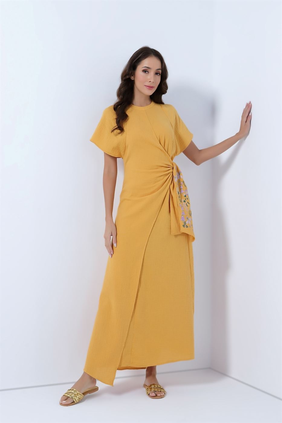 Crew Neckline Wrap Dress - Femi9 EG