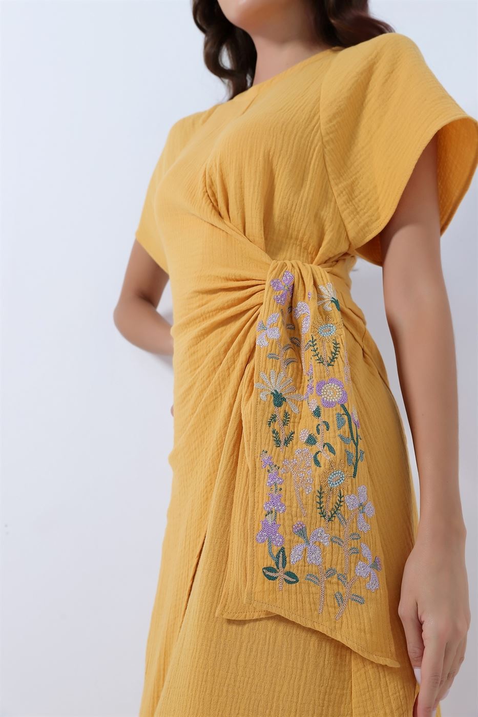 Crew Neckline Wrap Dress - Femi9 EG