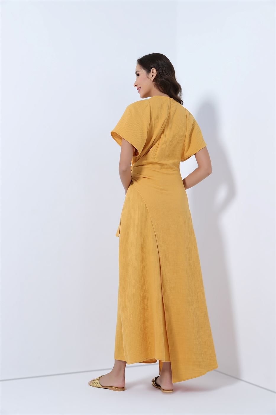 Crew Neckline Wrap Dress - Femi9 EG
