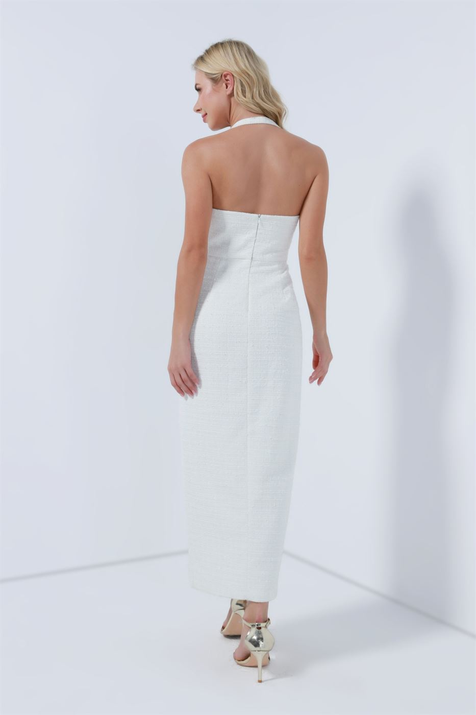 Halterneck Dress With Slit Fit - Femi9 EG