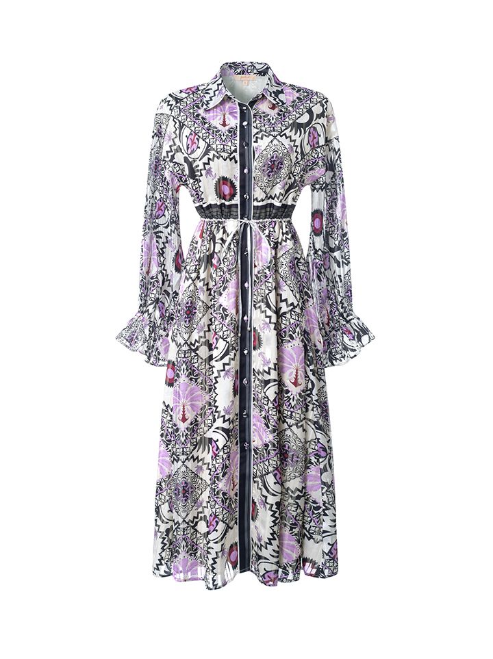 Printed Long Sleeve Dress - Femi9 EG